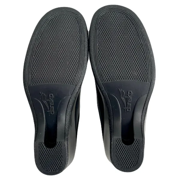 Dansko Black Smooth Leather Slip On Mules Clogs Wedges, Size 41 - Image 7