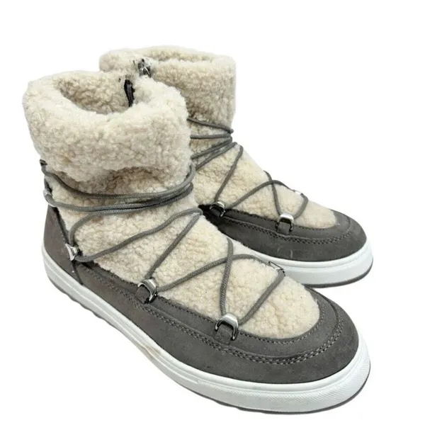 Blondo Waterproof Grey Suede Faux Fur Winter Boots Size 9.5M‎ - Image 2
