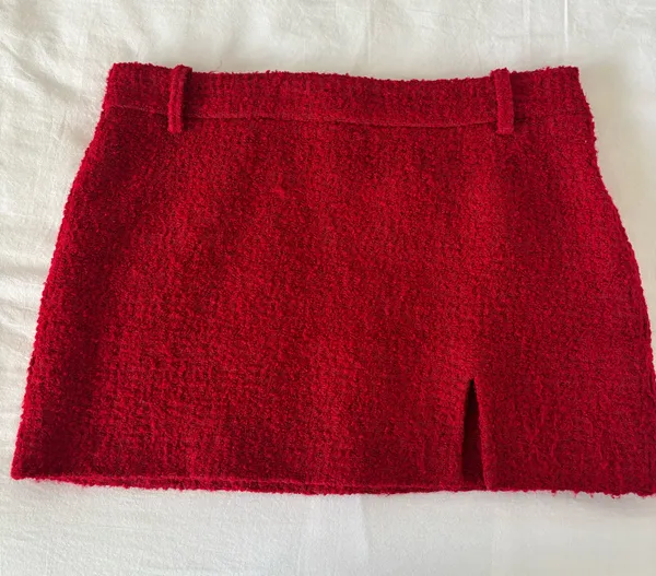 Zara Tweed Mini Skirt Red - Image 2