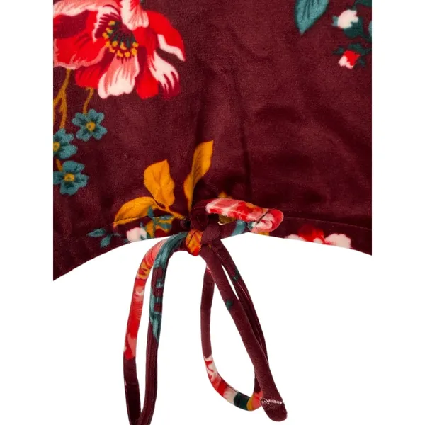 NWT LOFT Floral Velour Drawstring Hem Popover Blouse Top Long Sleeve Size Medium - Image 7