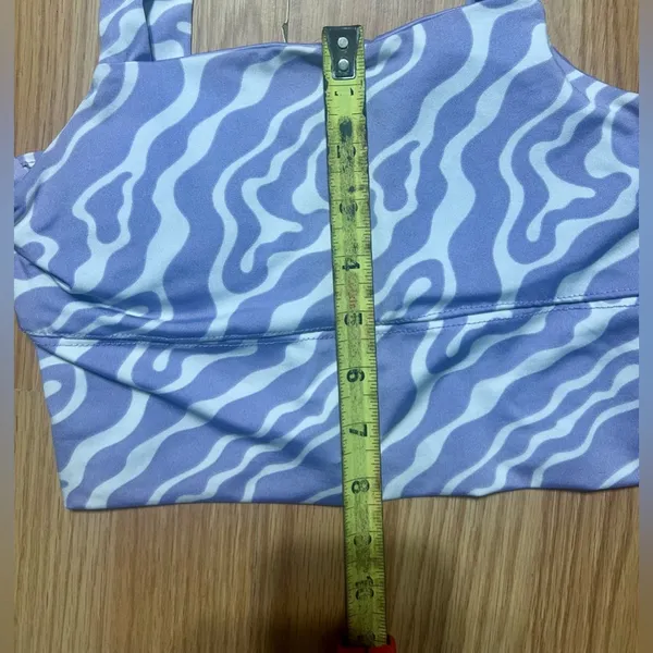 Purple and White Patterned biker shorts Activewear Set ladies small - Image 3