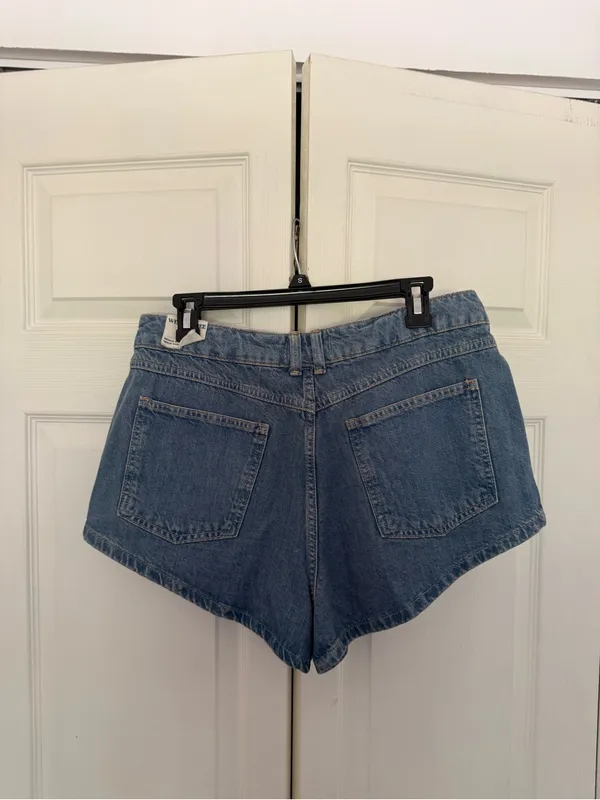 NWOT Free People We the Free Prince Street Denim Micro Shorts Overlay Size 31 - Image 8