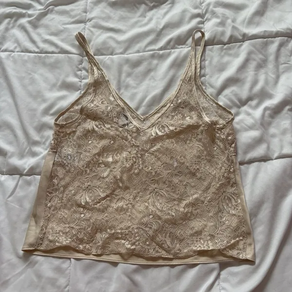Vintage 90s Womens Small Baby Doll Cami Y2K‎ Grunge Indie Coquette Beige Sexy - Image 6
