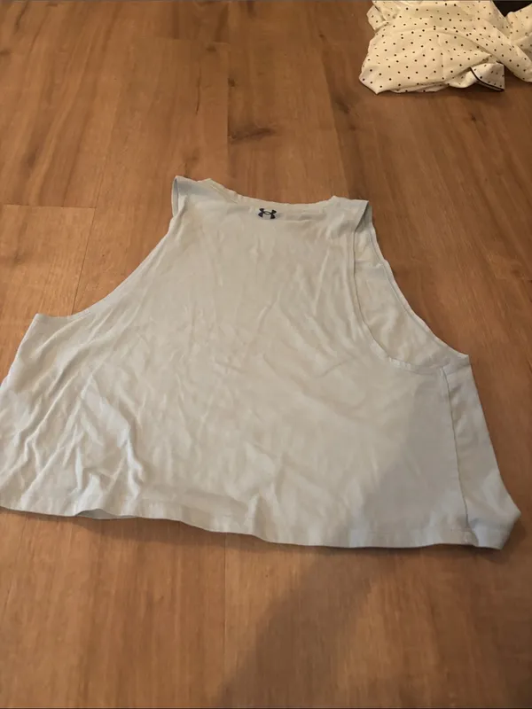 Under Armour Light Blue Women's Cropped Muscle Tank - Image 2