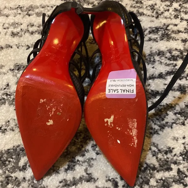 Christian Louboutin Victororilla 100mm Perforated Red Sole Pumps In Black 39 - Image 3