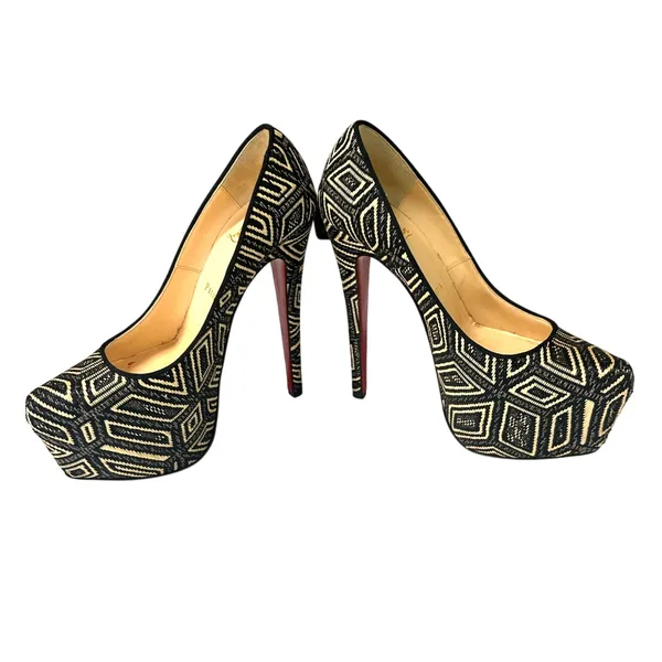 Christian Louboutin Daffodile 160 Platform Pumps Panama Black Cream 38.5‎ - Image 2