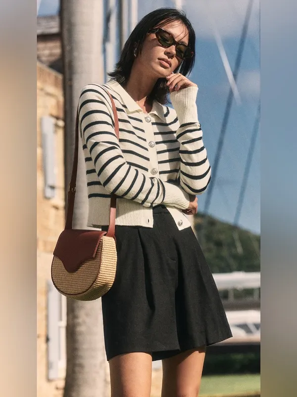 Veronica Beard Cheshire Cashmere Striped Cardigan Size S - Image 2