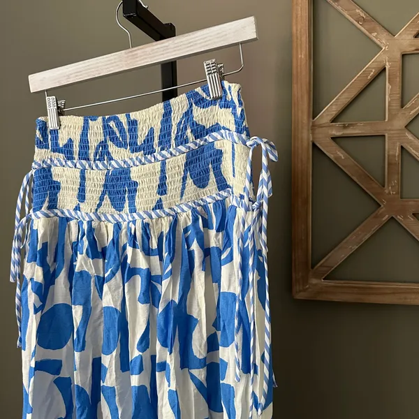 Promesa Cabana Floral Tie Detail Maxi Skirt Blue - Small - Image 3