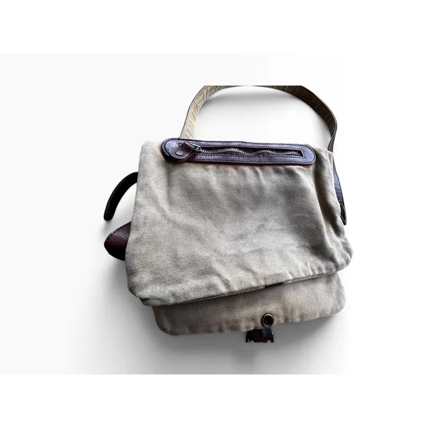 Vintage Ghurka Field Bag Crossbody Tan Canvas Brown Leather Safari Messenger Y2K - Image 7