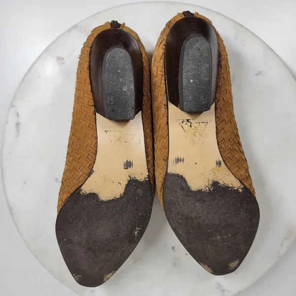 Amoura Papa Jimenez Mule Bootie Shoes Women 7.5 Brown Woven Slip On Pointed Toe - Image 4