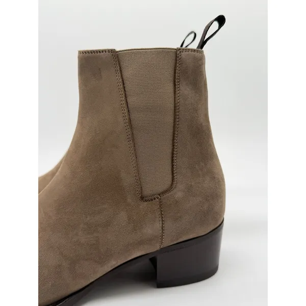 New Ann Mashburn Ankle Boots Womens 37 Taupe Suede Italian Chelsea Ankle Boot - Image 7