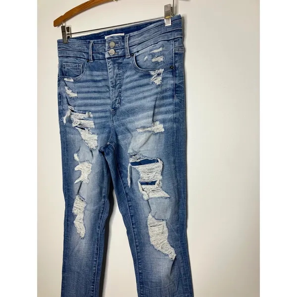 BKE denim Parker jeans high rise ankle skinny distressed destroyed women size 29 - Image 2