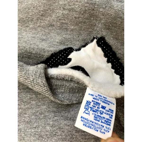 Vintage Russell Athletic Womens Small Sweatshirt Husky Dog‎ Gray 90s USA Hearts - Image 4
