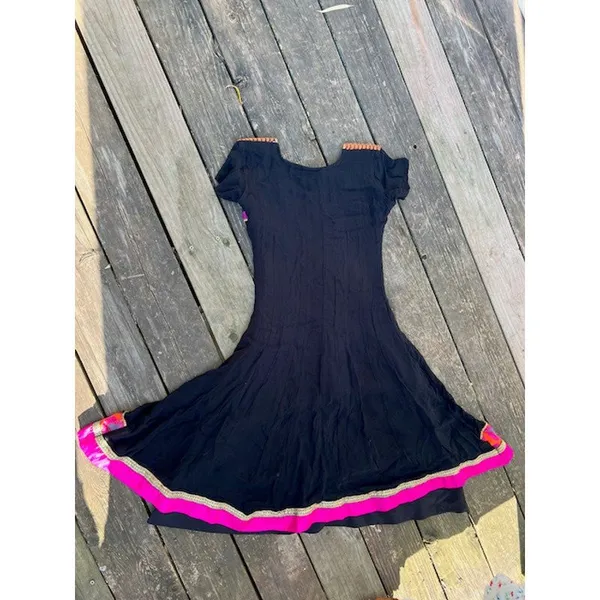 dress embroidered cotton boho black pink orange - Image 5
