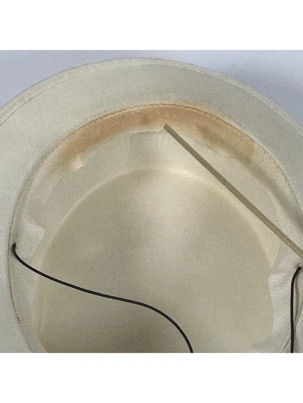 Vintage Ladies' Ivory Satin Hat with Brown Leaf Detail - Image 11