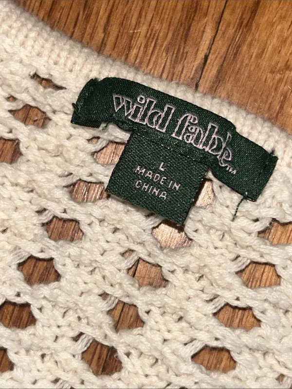 Wild Fable White Crochet Open-Knit Women's Sweater Womens Large - Image 7