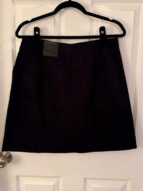Banana Republic Black 10 Steppe Linen-Blend Mini Skirt New With Tags NWT - Image 5