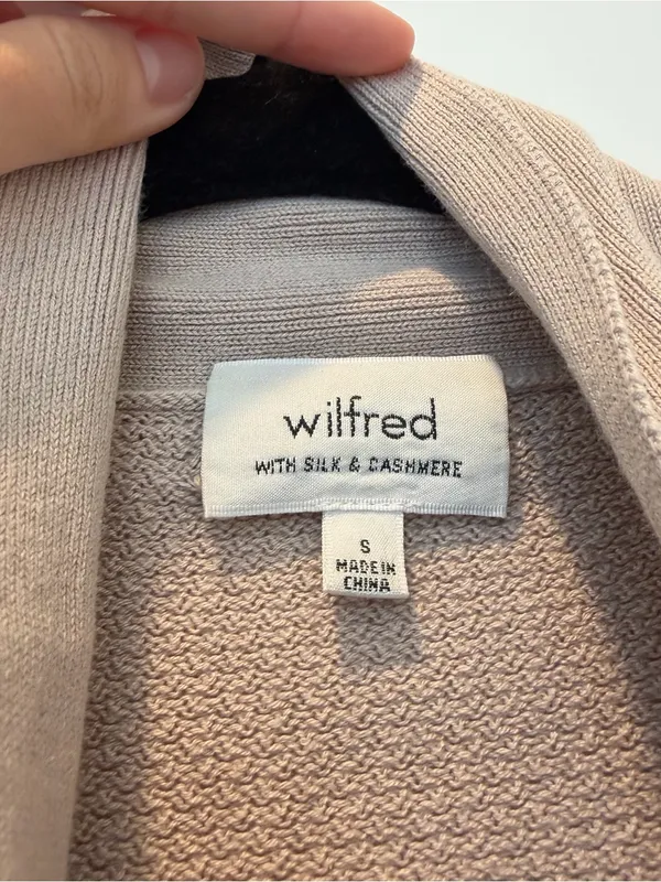 Wilfred Silk & Cashmere Open-Front Knit Cardigan Sweater S - Taupe - Image 2