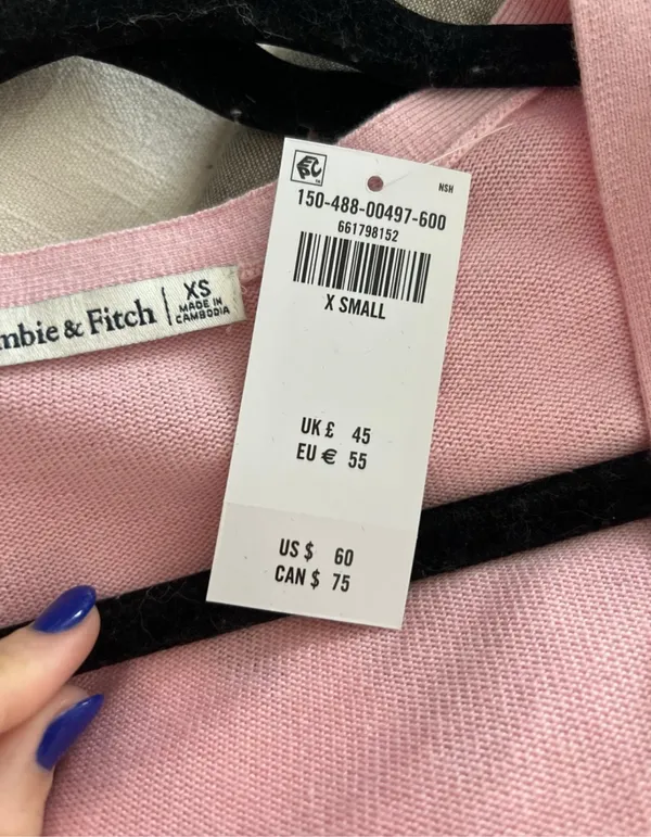 Abercrombie & Fitch V-Neck Cutaway Sweater Vest, XS, Light Pink NWT - Image 7