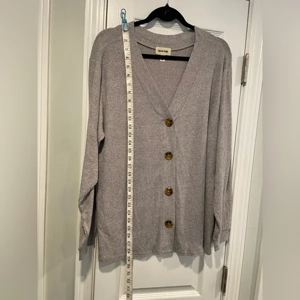 NWOT Open Edit Size S Oversized gray Ribbed Knit Button Front Cardigan Sweater - Image 6