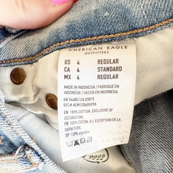 American Eagle Womens Light Wash Distressed Classic 90s Baggy Jean Size 4R - Image 6
