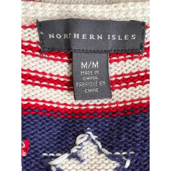 Northern Isles American‎ Flag Patchwork Knit Stripe Knit Vest Medium Patriotic - Image 5