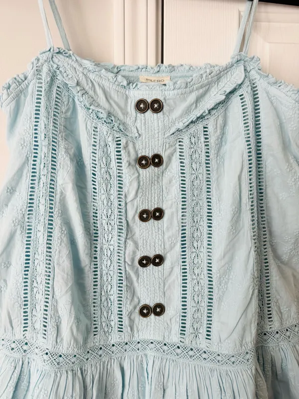 Anthropologie Pilcro Square-Neck Lace Swing Mini Dress, Size M - Image 8