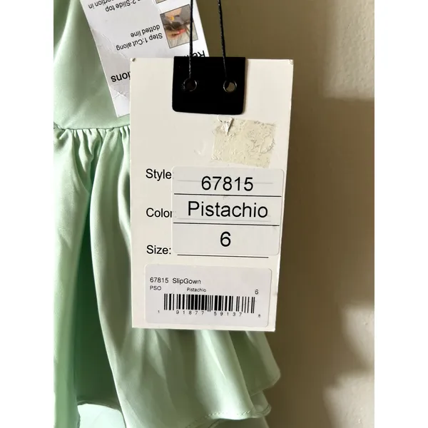 Mac Duggal Pistachio Green Satin Ruffled Maxi Dress 67815 Size 6 Sleeveless - Image 5