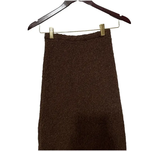 TROIS THE LABEL Kendall Brown Knit Slit Sweater Skirt - Image 6