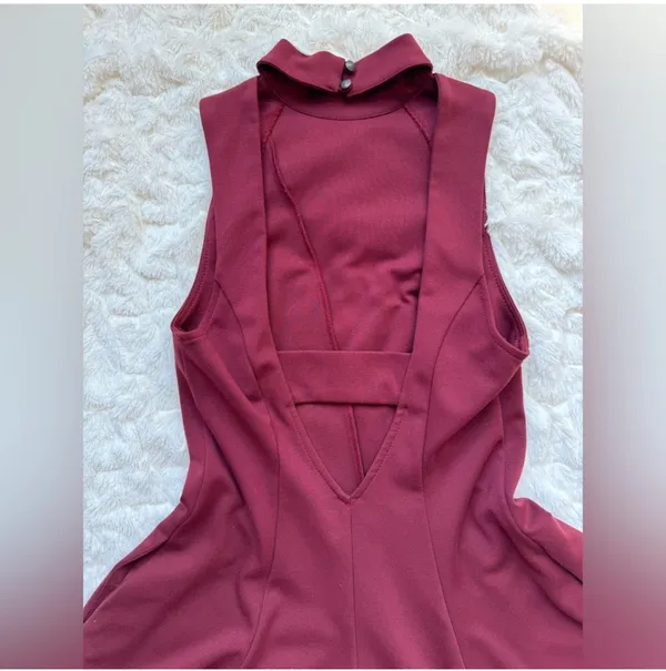 Free People Maroon Halter Dress Open Back - Image 6
