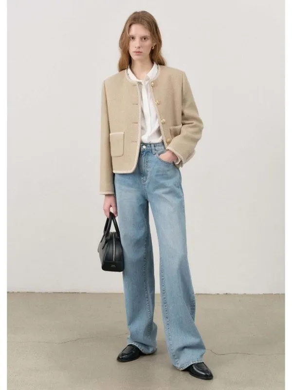 DUNST Beige Tweed Boucle Jacket in Small Womens Wool Jacket - Image 12