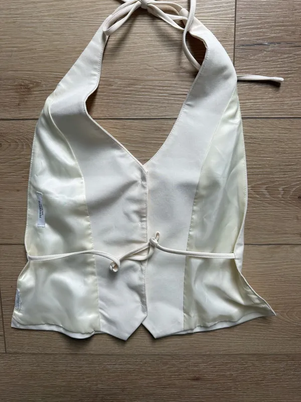 Peppermayo Cream Halter Button-Front Camisole - Image 2