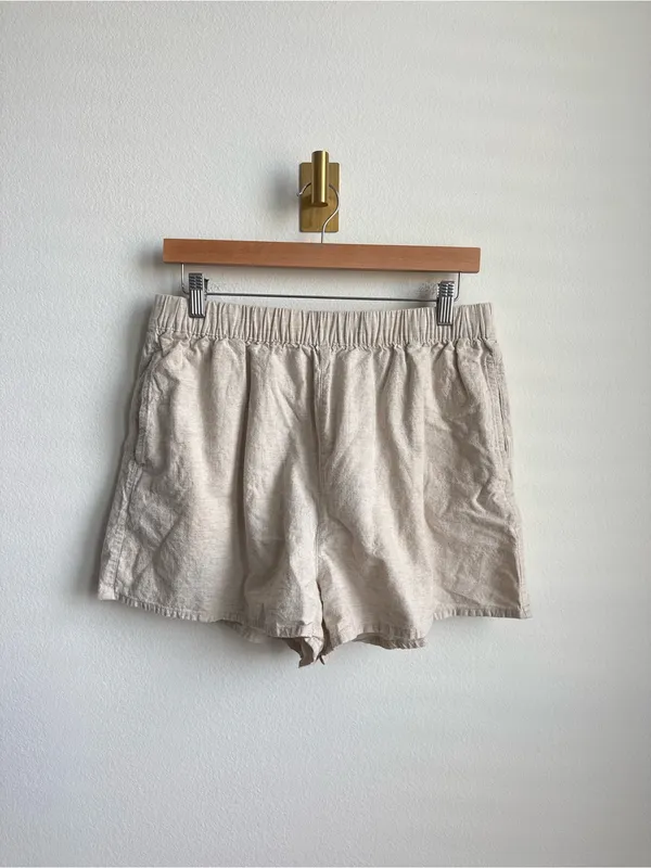 Rhythm Classic Beach Shorts Sand Linen Cotton Elastic Waist Size 10 - Image 5