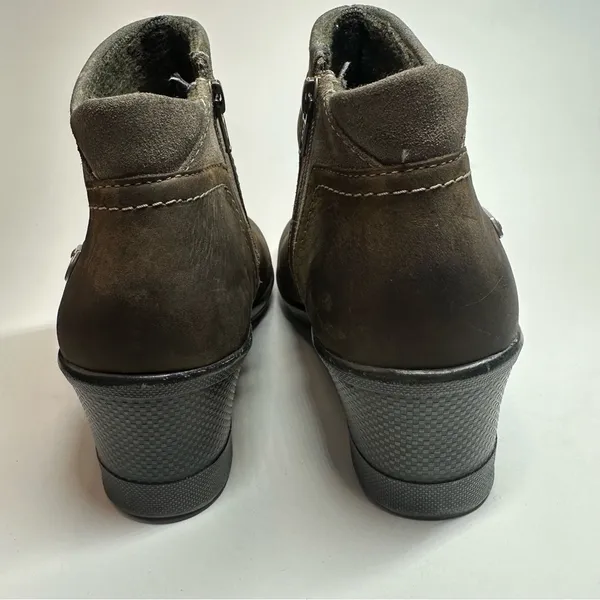 Keen Leather Booties Wedge Heel Chukka Boots Taupe Brindle Sz 8 38.5 Brown Lined - Image 4