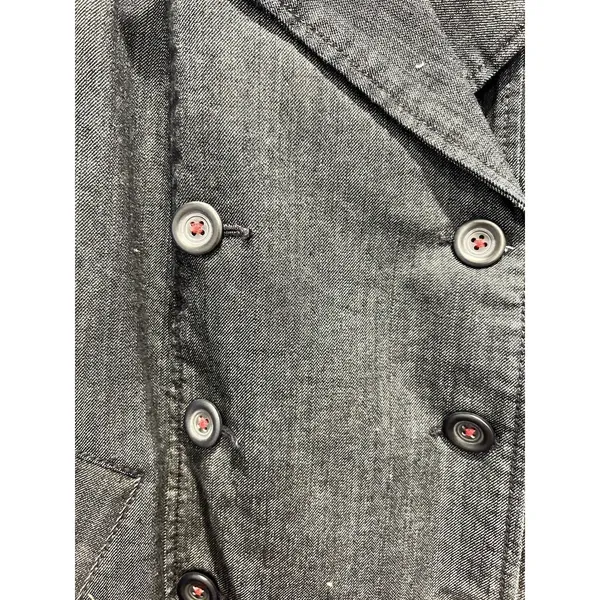 Ann‎ Taylor LOFT Womens Med Dark Wash Denim Double Breasted Pea Coat Jacket Y2k - Image 4