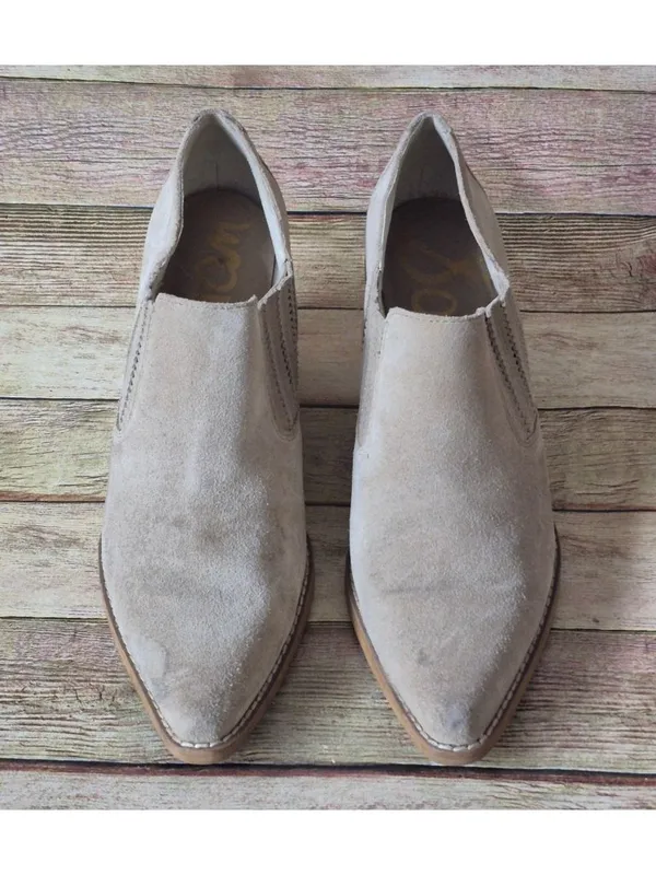 SAM EDELMAN Womens Walton Suede Leather Bootie Boots in Oatmeal Tan Size 6.5 - Image 2