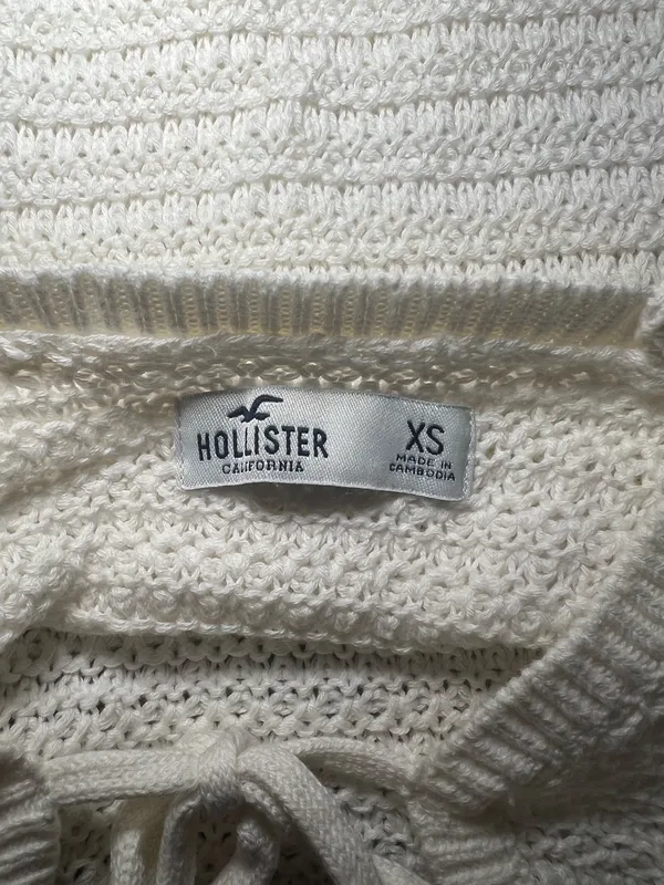 Hollister White Long Sleeve Crochet Top Size XS - Image 5