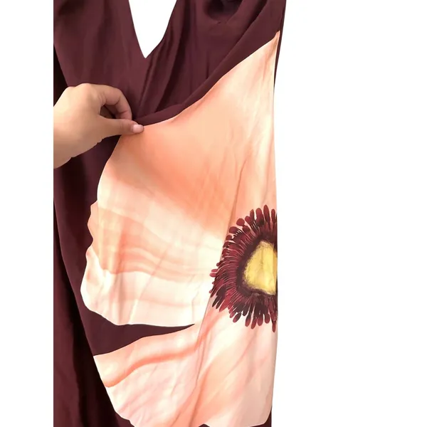 SUMMER AWAY Astoria Floral Halter Midi Dress Maroon X-Large NEW NWT - Image 3