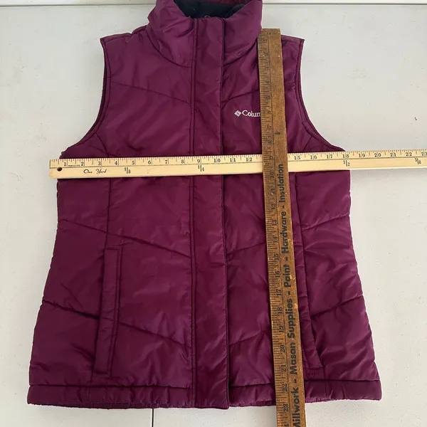 Columbia Purple Quilted Puffer Vest Womens‎ Small Fleece Lined Insulated Winter - Image 9