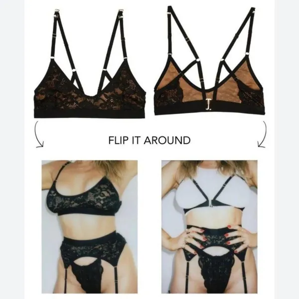 We Are HAH | Free People Convertible Bra Garter Black Lace Lingerie Small NWT - Image 4