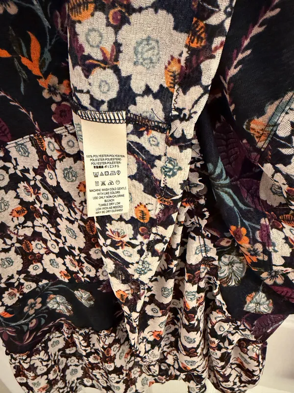 Free People Floral Semi Sheer Long Sleeve Isabella Tunic Blouse Small - Image 7