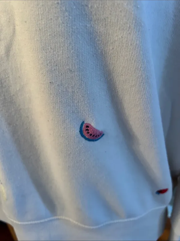LOFT Lou & Grey Cream Pullover Sweatshirt w/Fruit Embroidery | Size Large - Image 6