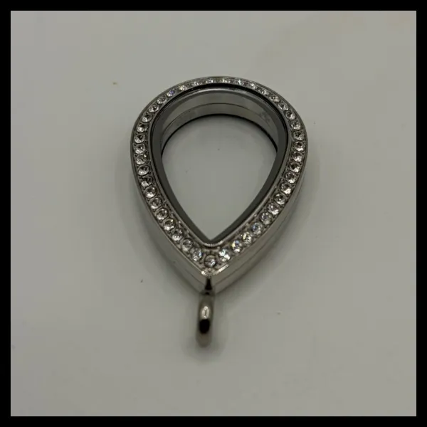 Origami Owl Teardrop‎ Locket Womens Silver Rhinestone Floating Charm Jewelry - Image 2