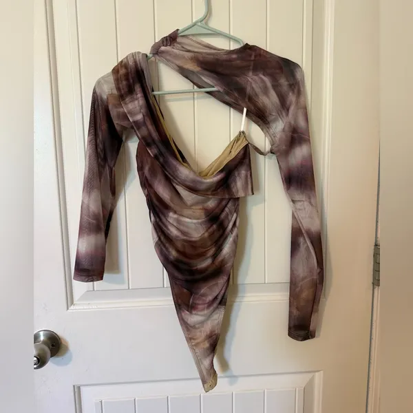 Asymmetrical Tie-Dye Women's Bodysuit - Image 2