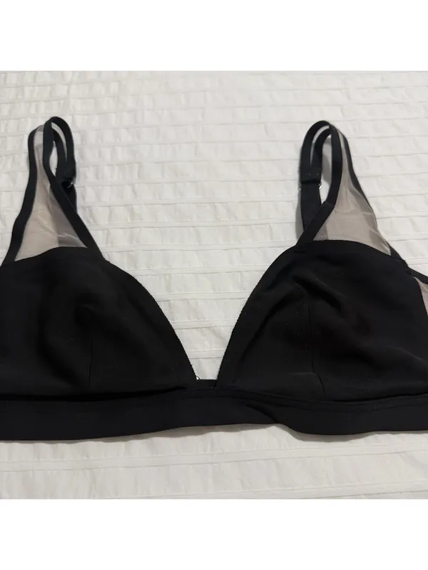 Victoria's Secret Unlined Bralette Sz M Medium Black With Nude Mesh - Image 10