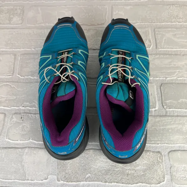 Salomon Speedcross 4 Shoes Womens 8.5 Blue Purple Trail Running Quicklace Lugs - Image 5