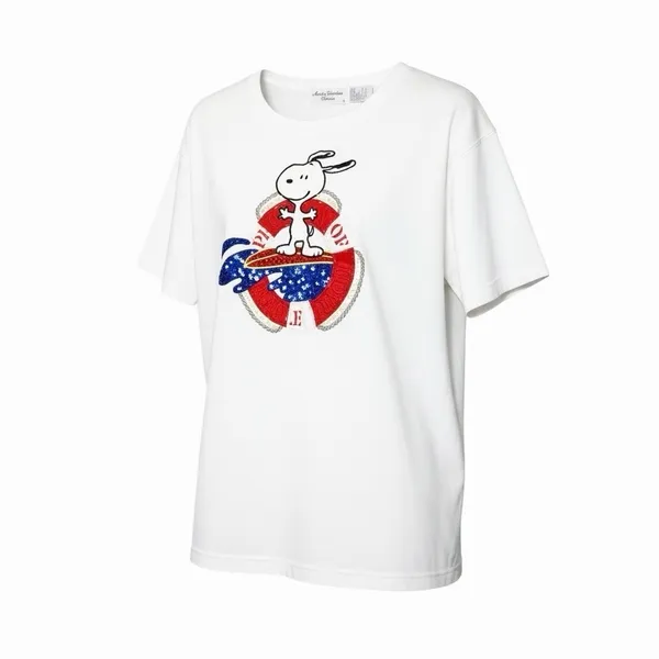 Vintage Y2K‎ Snoopy Style Kitsch Beaded Sequin Tee Womens M USA Novelty - Image 4