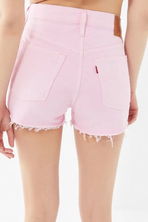 Levi’s bubble gum Pink 501 Denim High-Rise Shorts button fly - Image 2
