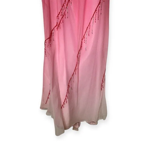 Vintage Y2K Maxi Gown Womens Pink Ombre Beaded Sequin - Image 9