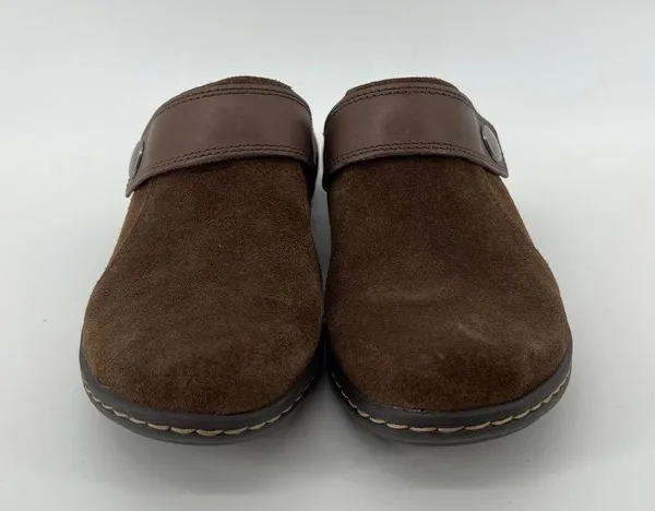 Clarks Women 7 Laurieann Strap Clog Taupe Brown Suede Slip On Casual Lightweight - Image 2